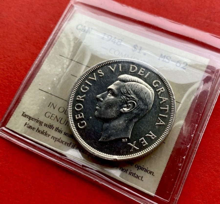 1948 Canada 1 Dollar Silver Coin One Dollar - ICCS MS-62
