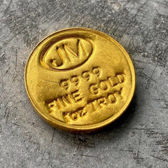 Johnson Matthey 1 oz Gold Round Bar .9999 Fine - Scarce