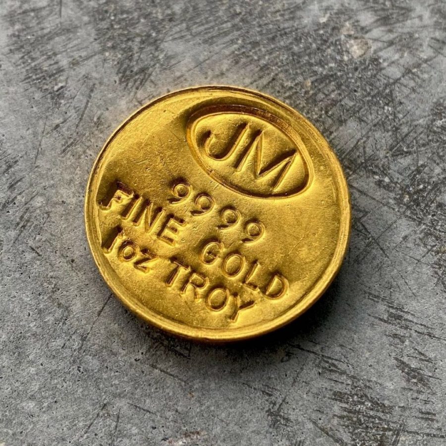 Johnson Matthey 1 oz Gold Round Bar .9999 Fine - Scarce