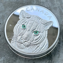 2015 Canada Kilo .9999 Fine Silver Coin $250 - Eyes of Cougar - Stunning Enamel