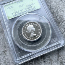 Load image into Gallery viewer, 1955 Canada 25 Cent Silver Coin One Dollar Proof Like PCGS Gem PL 67 Old Holder
