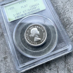 1955 Canada 25 Cent Silver Coin One Dollar Proof Like PCGS Gem PL 67 Old Holder