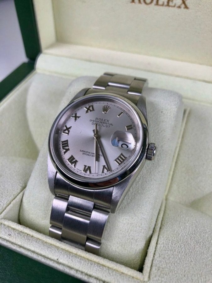 Rolex Datejust 36mm Grey Roman Numeral Dial 16200 - Box Papers + Serviced 2016