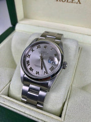 Rolex Datejust 36mm Grey Roman Numeral Dial 16200 - Box Papers + Serviced 2016