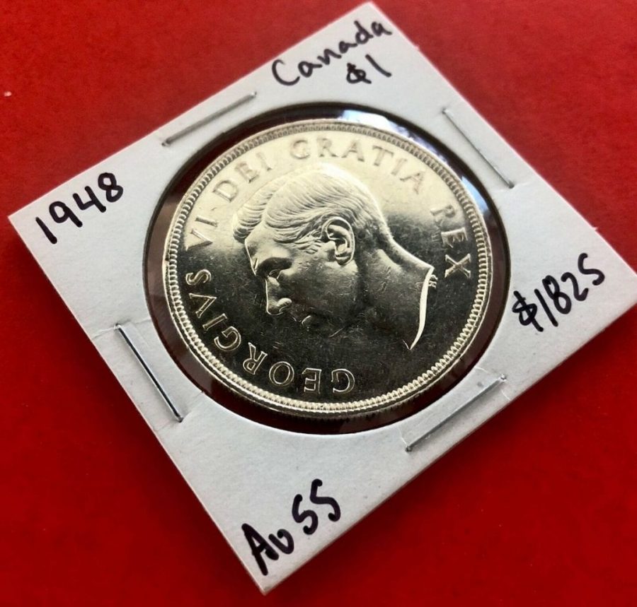1948 Canada 1 Dollar Silver Coin One Dollar - AU-55 - Popular Key Date!