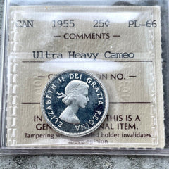 1955 Canada 25 Cent Silver Coin Quarter ICCS Gem PL 66 Ultra Heavy Cameo