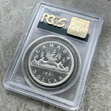 Load image into Gallery viewer, 1961 Canada 1 Dollar Silver Coin One Proof Like PCGS Gem PL 67 Cameo Old Holder
