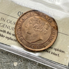 1859 Large Cent Canada 1 Cent Coin Penny- ICCS Gem 65 Red