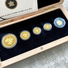 Load image into Gallery viewer, 2012 Canada 5 Nines Pure .99999 Gold Coin Fractional Set 1.44oz
