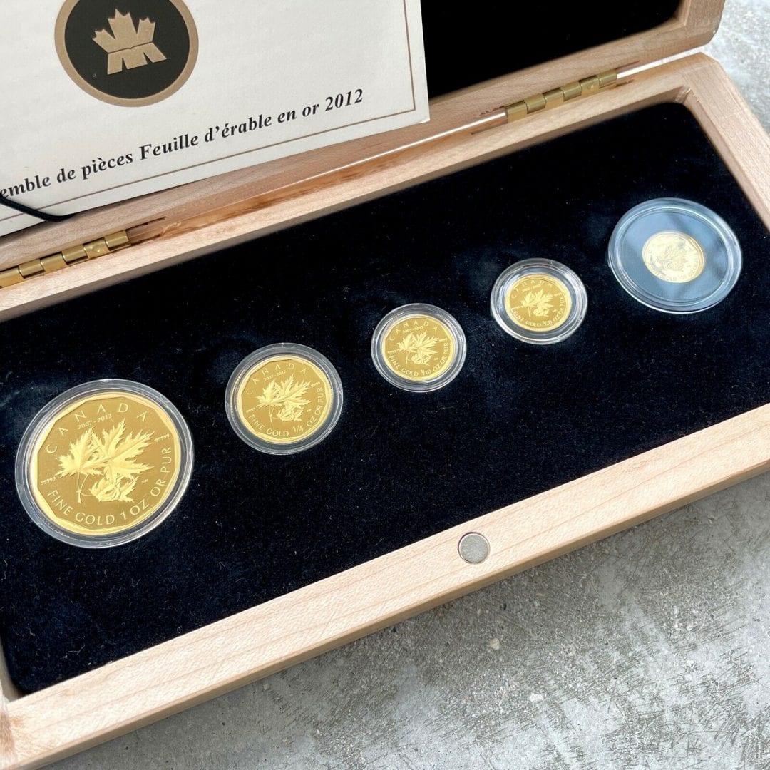 2012 Canada 5 Nines Pure .99999 Gold Coin Fractional Set 1.44oz