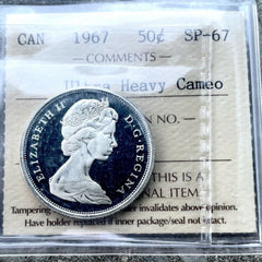 1967 Canada 50 Cent Silver Coin Half Dollar ICCS Gem SP 67 Ultra Heavy Cameo