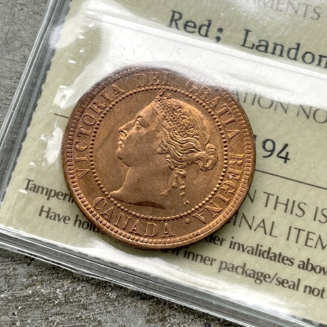 1888 Large Cent Canada 1 Cent Coin Penny - ICCS Gem 65 Red