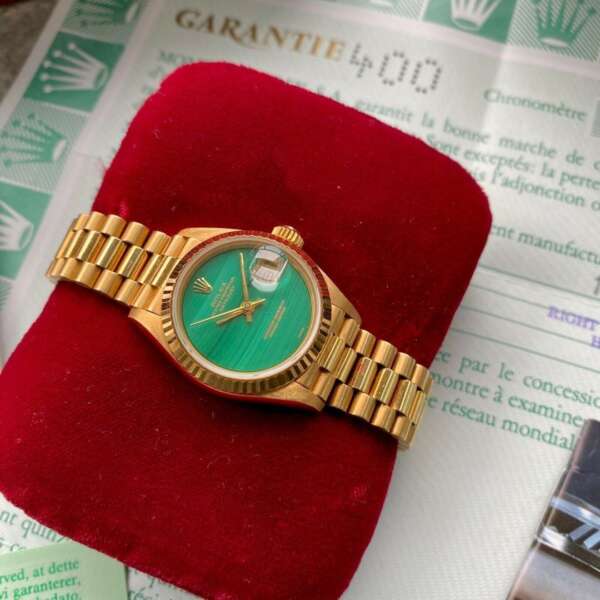 1988 Rolex Gold 26mm President 69178 Full Set -New Old Stock Condition Malachite
