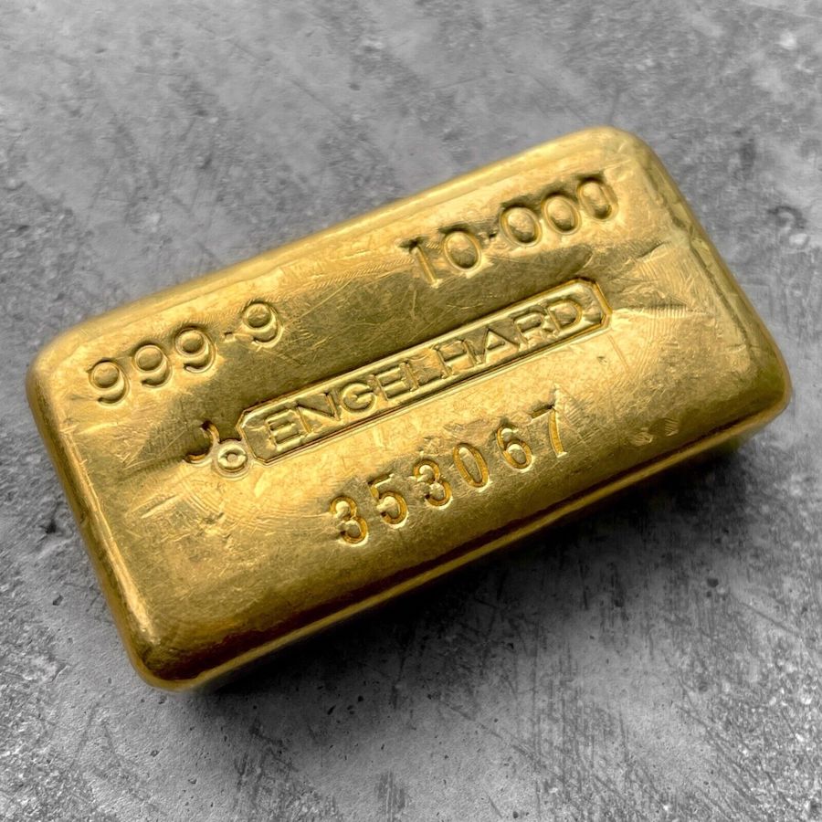 Engelhard 10 oz Gold Poured Bar .9999 10oz