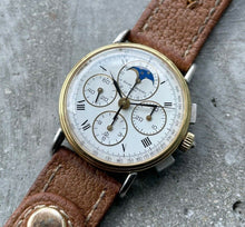 Load image into Gallery viewer, Vintage Mens Baume &amp; Mercier 6102.099 Chronograph Moonphase 18K +Stainless Steel
