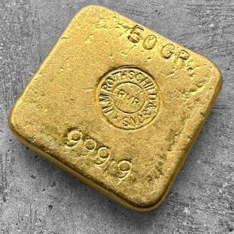 Rothschild & Sons 50 gram Gold Poured Bar .9999 - Own a piece of history!