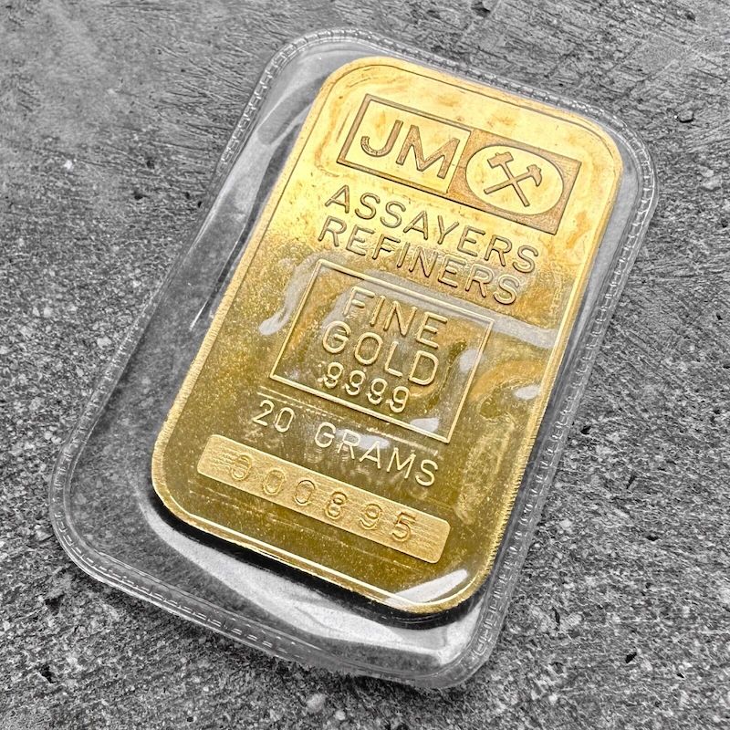 Johnson Matthey 20 Gram Gold Bar Struck .9999+ - Sealed - Low Serial 000895