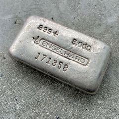 Engelhard 5 oz .999 Silver Poured Bar 5oz