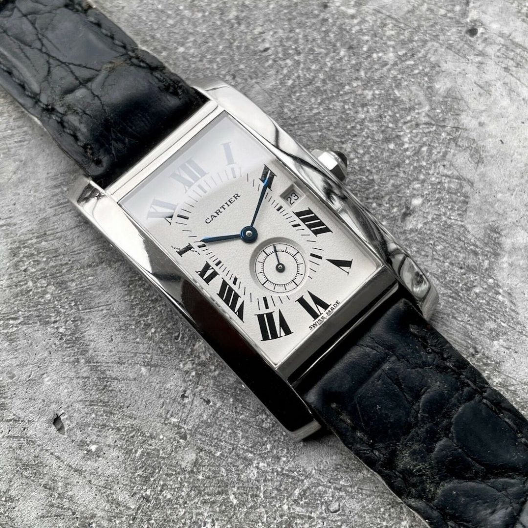 Men's Vintage Cartier Tank Americaine 18K white gold 3012905 - Box + Warranty