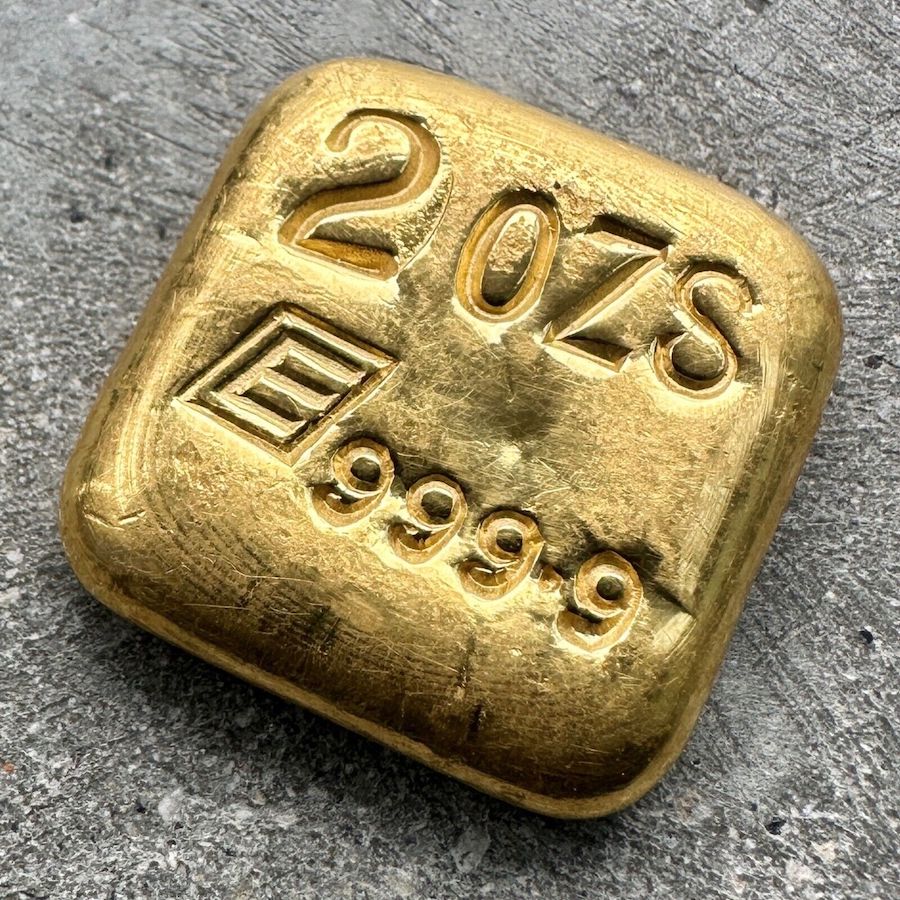 Engelhard 2 oz Gold Poured Bar .9999 2oz - Nice Pour Lines!