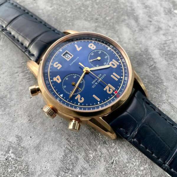 Tiffany & Co CT60 Chronograph Blue Dial Reference 36342064 Rose Gold - Box Paper