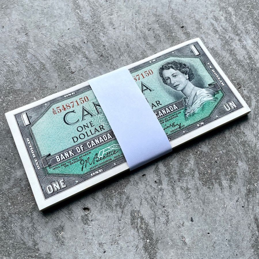 1954 Half Bundle $1 Notes Canada 50 Consecutive Banknotes