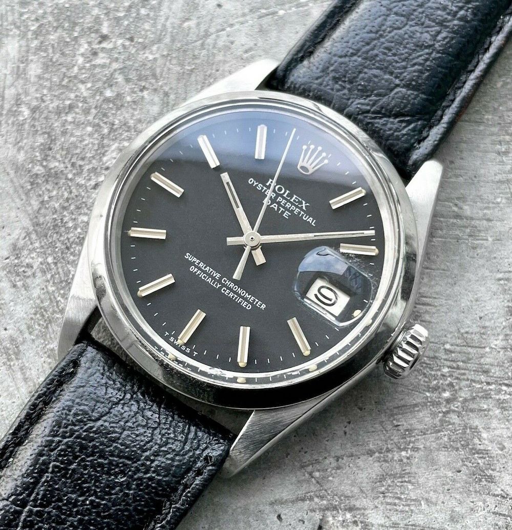 1972 Rolex 34mm Date 1500 Stainless Steel - Stunning Matte black dial
