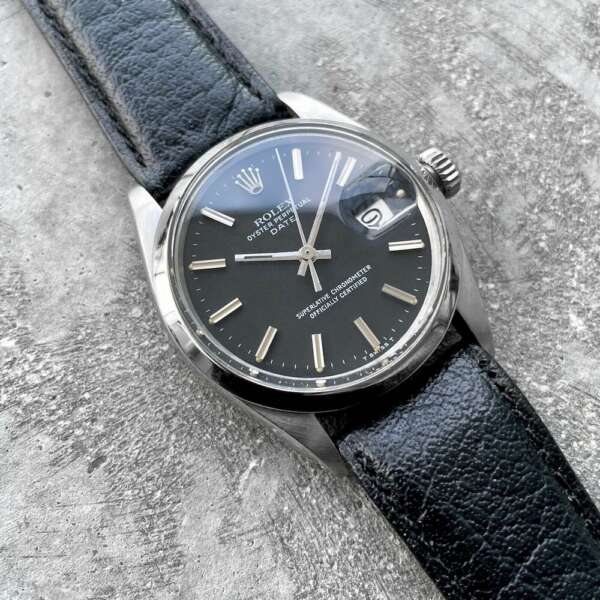 1972 Rolex 34mm Date 1500 Stainless Steel - Stunning Matte black dial