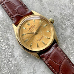 1956 Rolex Date Mens 6567 Yellow Gold Watch Tropical dial with Serpico Y Laino