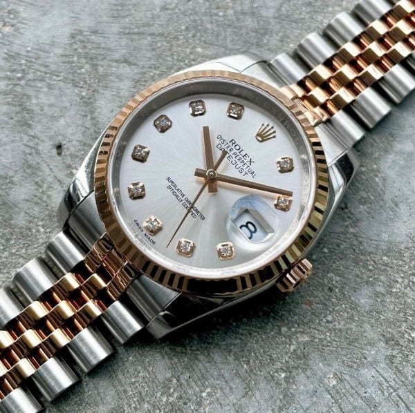 2016 Rolex 36 mm Datejust 116231 Two Tone Jubilee Diamond Dial Jubilee Rose Gold