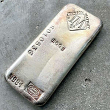 Load image into Gallery viewer, Johnson Matthey 1/2 Kilo .999 Silver Poured Bar 500 Gram with Pouch
