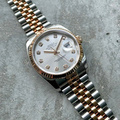 2016 Rolex 36 mm Datejust 116231 Two Tone Jubilee Diamond Dial Jubilee Rose Gold