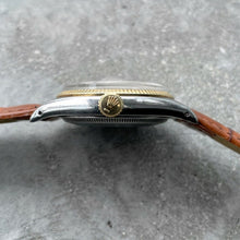 Load image into Gallery viewer, 1959 Rolex Date 5701 Mens 1530 14K Gold bezel + stainless steel Tropical Dial
