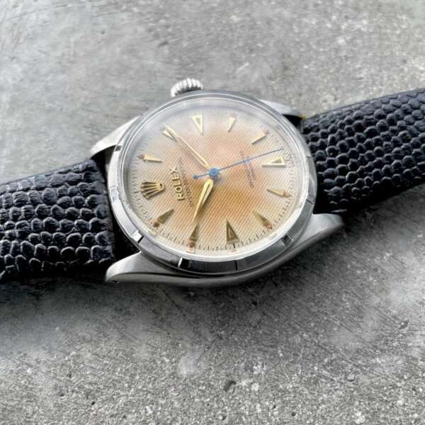 1954 Rolex Mens 6285 Semi Bubble back Automatic- Tropical Honey Comb Waffle Dial