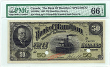 Load image into Gallery viewer, 1892 $50 The Bank of Hamilton Canada - PMG UNC 66 EPQ - SPECIMEN
