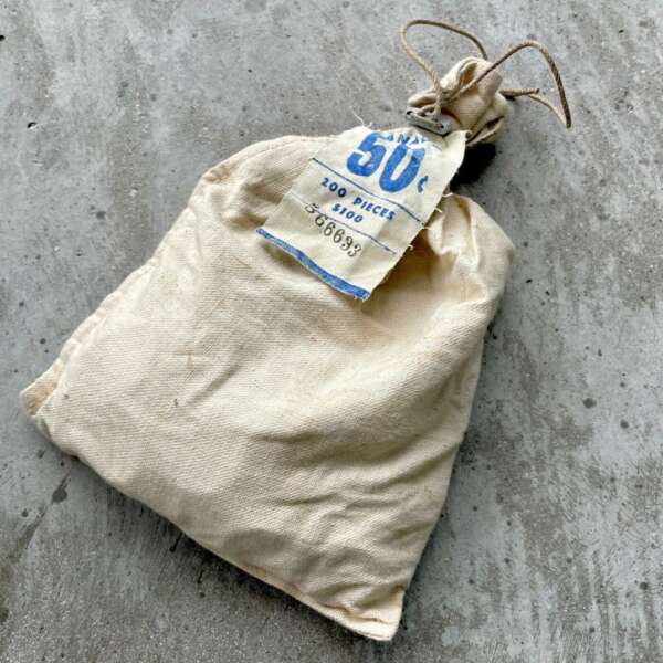1960s Canada 50 cent Silver pieces coins - Perfectly Sealed 1960s Canvas bag