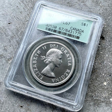 Load image into Gallery viewer, 1961 Canada 1 Dollar Silver Coin One Proof Like PCGS Gem PL 67 Cameo Old Holder
