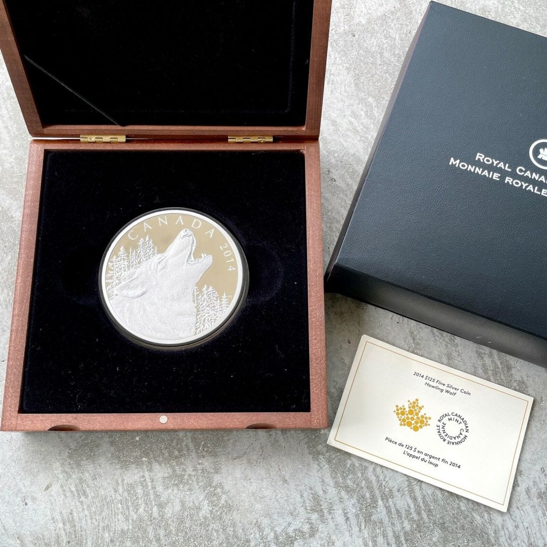 2014 Canada 1/2 Kilo .9999 Silver Coin $125 Howling Owl Wolf Serial 1000/1000