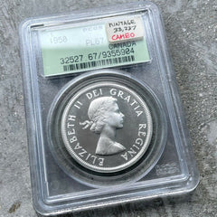 1958 Canada 1 Dollar Silver Coin One Proof Like PCGS Gem PL 67 Cameo Old Holder