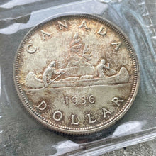 Load image into Gallery viewer, 1936 Canada 1 Dollar Silver Coin One Dollar - ICCS Gem 65 - Attractive Patina
