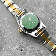 Load image into Gallery viewer, 1991 Rolex 24 mm Ladies 67183 Two Tone White Oyster Box Papers NOS New Old Stock

