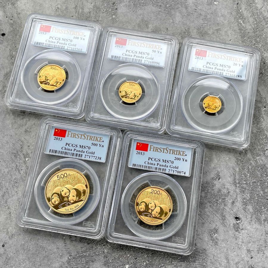 2013 Gold Panda Set 1.9 oz China Gold .999+ Fine - Perfect PCGS 70 First Strike