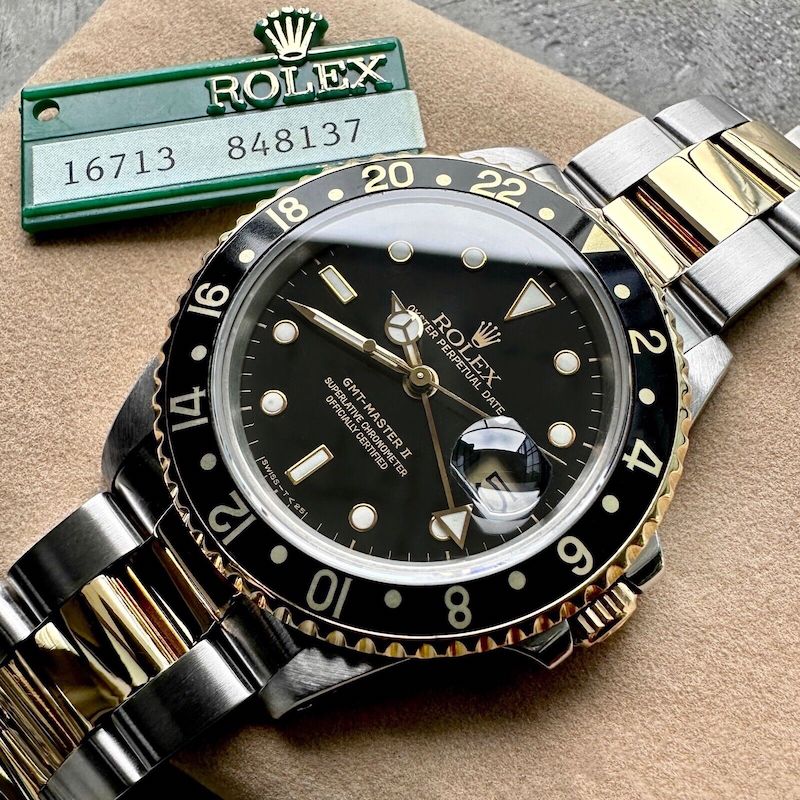 1984 Rolex GMT Master Two Tone Gold and Stainless 16713 Black Dial - Serviced