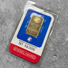 Load image into Gallery viewer, Vintage Engelhard 1 oz Gold Bar .9999 1oz - Sealed in Assay Card
