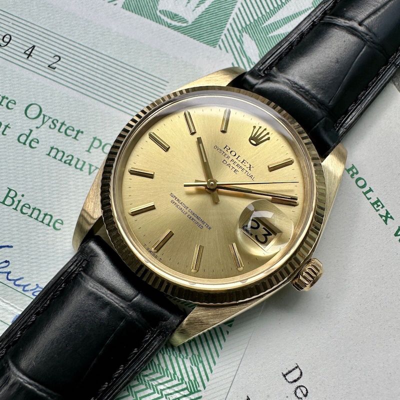 1979 Rolex Date 18k Gold 1503 - Box Papers - HolderBank 25 years Service