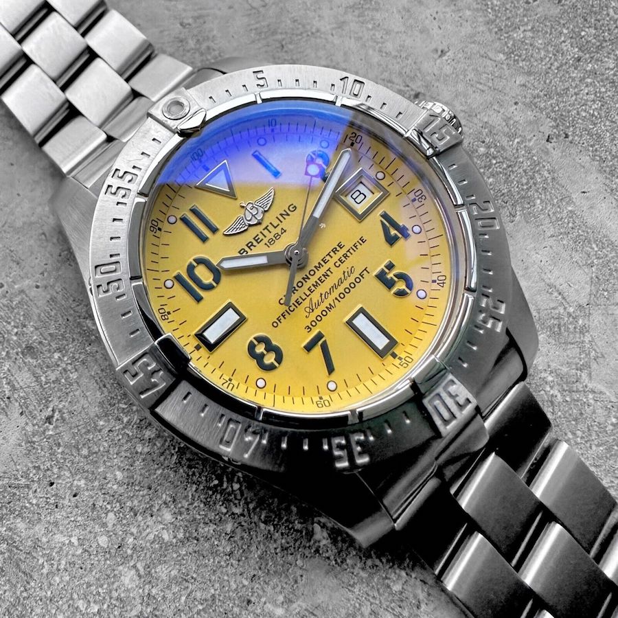 45mm Breitling Avenger Seawolf A17330 Stainless Steel - Yellow dial