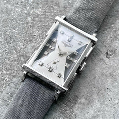1950s Vintage Mens Longines White Gold Manual Wind - Diamond Dial - Advocate
