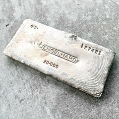 Engelhard 20 oz .999 Silver Poured 20oz Bar - Pretty Pour lines
