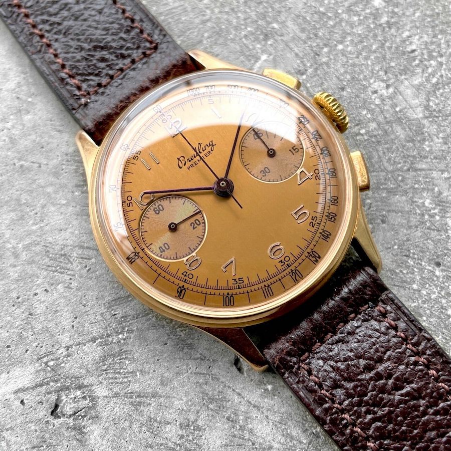 1940s Breitling Premier Reference 760 18K Rose Gold Chronograph - Stunning!