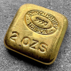 Johnson Matthey London Square 2 oz Gold Poured Bar .9990 2oz